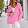 thumbnail image 6 of Women Full Zip Hooded Jacket Sevevn Drawstring Dual Side Pockets Long Sleeve Loose Casual Sweatshirt Outerwear For Spring Fall Daily Wear, 6 of 9