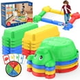 thumbnail image 1 of 16 Pcs Balance Beam and Stepping Stones for Kids - 4 Turtle Shape Stepping Stones and 12 Connectable Beams with Sound Feature,Color Spinner, Riddle C, 1 of 8