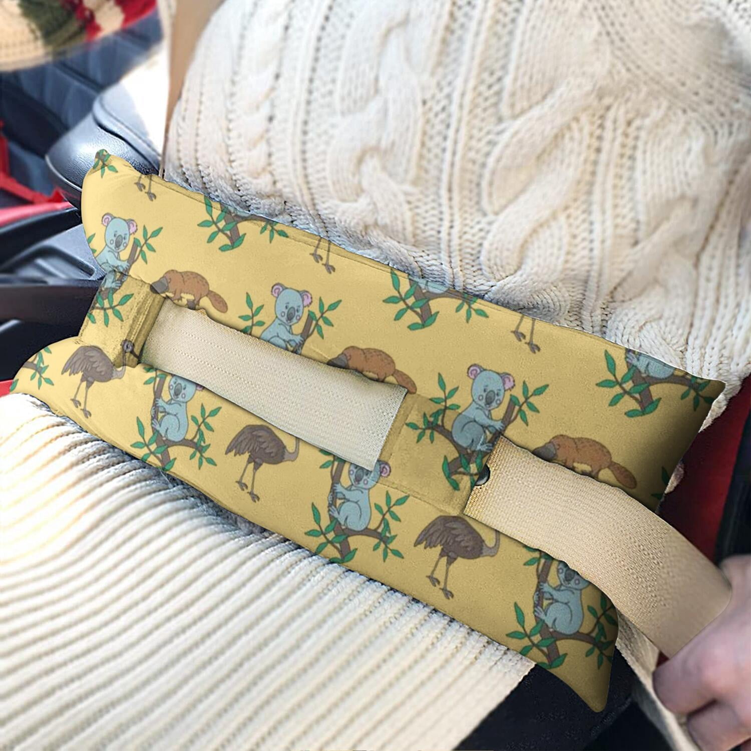 Koala Bear Seat Belt Pillow for Women - Post Surgery Recovery Cushion for Mastectomy & Chest Procedures, Pressure Relief Pad with Double Hook-and-Loop Straps