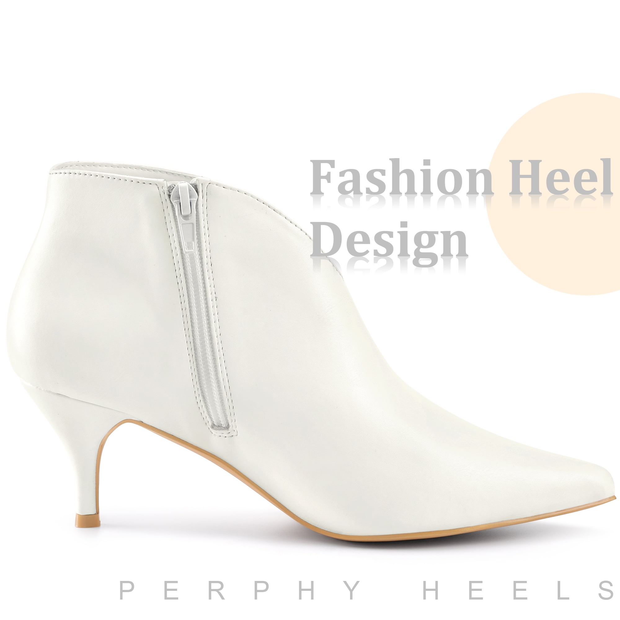 DARING DIVA Women's Pointed Toe V Cutout Stiletto Heel Ankle Booties White US 7