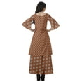 thumbnail image 2 of Moomaya Printed High Low Crop Top Kurti Palazzo Set Ethnic Indian Clothing Set For Womens, 2 of 8