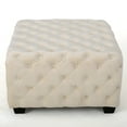 thumbnail image 4 of Noble House Jessie Ivory Tufted Velvet Ottoman, 4 of 6