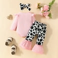 thumbnail image 3 of WOYY Newborn Girls Outfits Cartoon Cow Print Long Sleeve Romper Pants Headband, Sizes 3-6M, 3 of 5