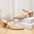 thumbnail image 6 of WRKEKC Sandals for Women Solid Color Closed Toe Pointed Toe Mid Heel Chunky Heel Comfortable Casual Slides Summer Outdoor, 6 of 9