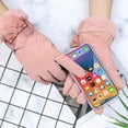 thumbnail image 6 of Women's Waterproof Windproof Winter Gloves with Bow, Soft Fleece Cuff Touchscreen Gloves, Cold Weather Outdoor Activity Gloves, Fashionable Bow Detail Winter Gloves Pink, 6 of 7