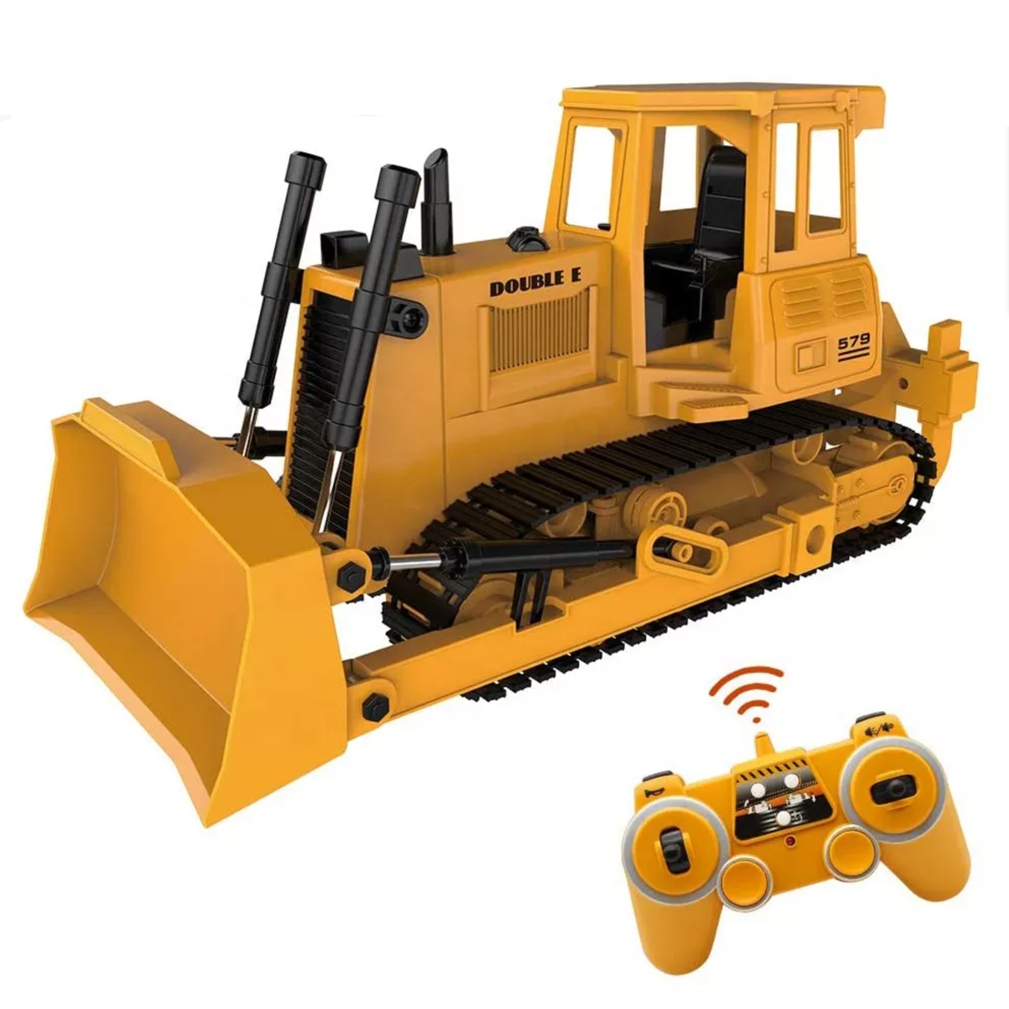 Double E E579 Remote Control Bulldozer Toy w/ Lights and Realistic