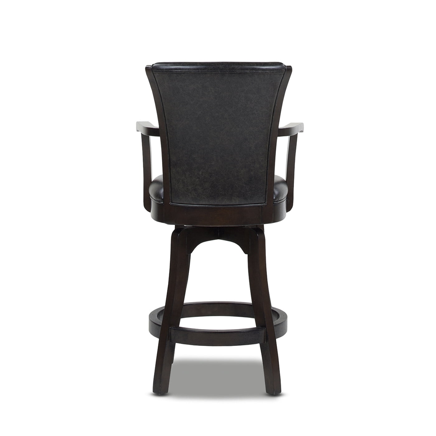Williams 27" Swivel Counter Height Bar Stool Vintage Black Brown Faux Leather