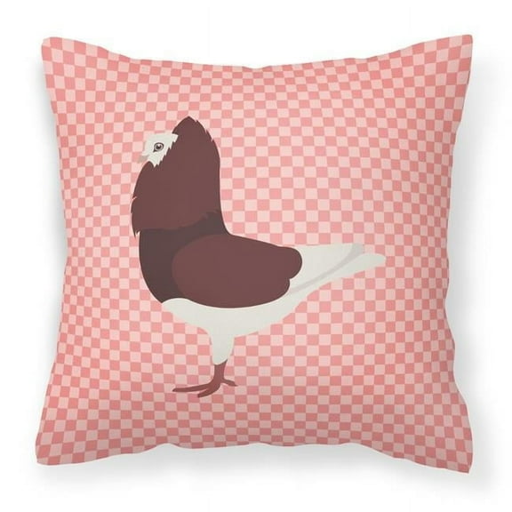 Capuchin Red Pigeon Pink Check Fabric Decorative Pillow