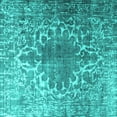 thumbnail image 1 of Ahgly Company Machine Washable Indoor Square Persian Turquoise Blue Traditional Area Rugs, 4' Square, 1 of 4