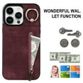 thumbnail image 2 of Nalacover for iPhone 13 Pro, Wallet with RFID Credit Card Holder and Zipper Pocket,Drop Protection Flip Cover Ring Holder Kickstand with Double Magnetic Clasp For iPhone 13 Pro, Winered, 2 of 12