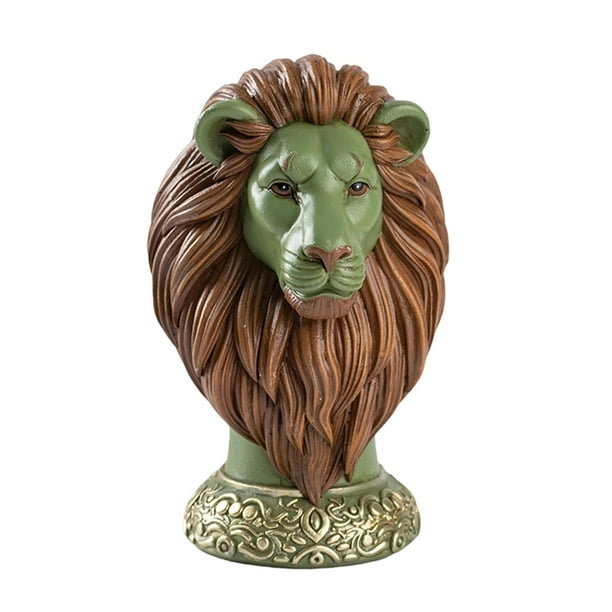 Figura de león de diseño nórdico, estatua decorativa de escritorio, escultura de resina, animal Verde