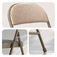 thumbnail image 3 of 4 Pack Folding Chairs, Fabric Dining Chair Set with Padded Cushion and Back, Indoor, Outdoor Seat for Office, Home, Wedding, Party (Oatmeal Stripe Fabric Seating), 3 of 5