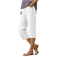 thumbnail image 5 of RYRJJ Capri Jeans for Women Trendy High Rise Distressed Raw Hem Casual Summer Stretchy Straight Leg Denim Capris Pants(White,S), 5 of 9