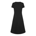 thumbnail image 5 of LYXSSBYX Women Long Dress Hot Sale Clearance O-Neck Mid-Waist Skirt Solid Color Short Sleeve Fashion Long Skirt, 5 of 6