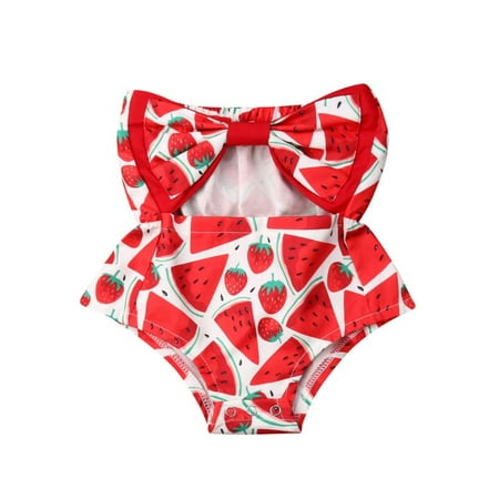 - Newborn Infant Baby Girl Watermelon Tube Top Romper Jumpsuit Outfit Sunsuit 0-2T