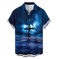 thumbnail image 4 of Xcmzpl Mens Hawaiian Shirt Camp Collar Button Down Shirts Big and Tall Short Sleeve Casual Tops for Holiday Beach Party Dark Blue XXXL, 4 of 6