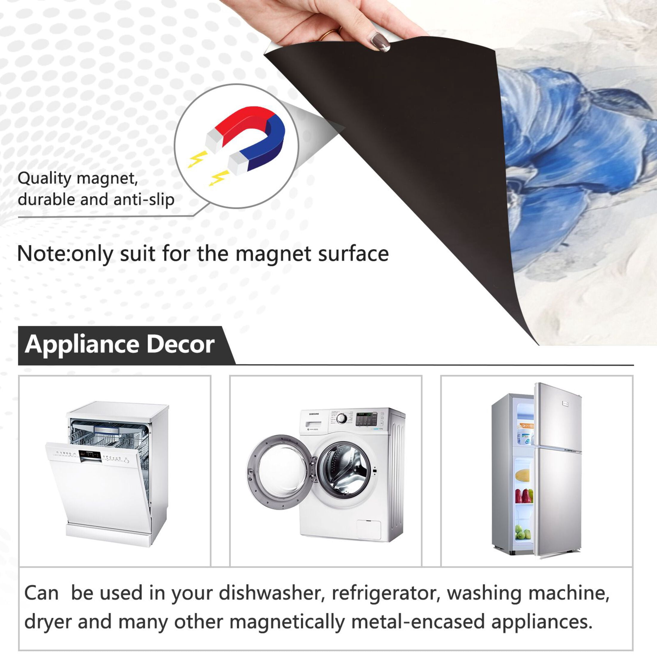 Dishwasher Magnetic Sticker 23x26 Inch Refrigerator Magnetic Sticker Washing Machine Magnetic Sticker Kitchen Panel Magnetic Sticker Home Decor Blue Watercolor Flowers