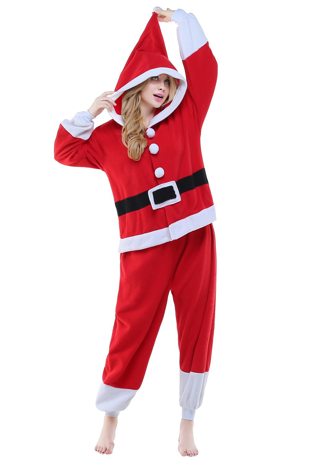 NEWCOSPLAY Adult Unisex Santa Claus Onesie Pajama Costume