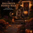thumbnail image 2 of Solar Halloween White Ghost & Pumpkin Moon Garden Stake Light, Outdoor Waterproof LED Halloween Yard Decoration with Crescent Moon, Hanging Jack-o'-Lantern Lantern for Garden, Patio, Walkway, Porch, 2 of 9