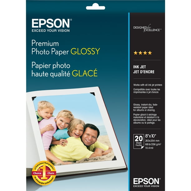 Epson Premium Inkjet Print Photo Paper, White, 20 Sheet (Quantity)