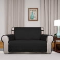 thumbnail image 2 of Housse de Sofa Matelassée Réversible, Protège-Meubles Résistant à l'Eau, Housse de Canapé Lavable avec Mousse Antidérapante et Sangles Élastiques pour Enfants, Chiens, Animaux (Causeuse, Noir/beige), 2 of 7