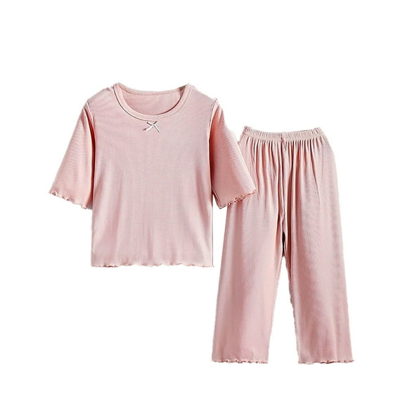 LIUJUNSHOP Girls Pajama Set Breathable Loungewear Comfortable Nightwear Outfit for Toddler and Kids All Day Wear Pink 13-14 Years