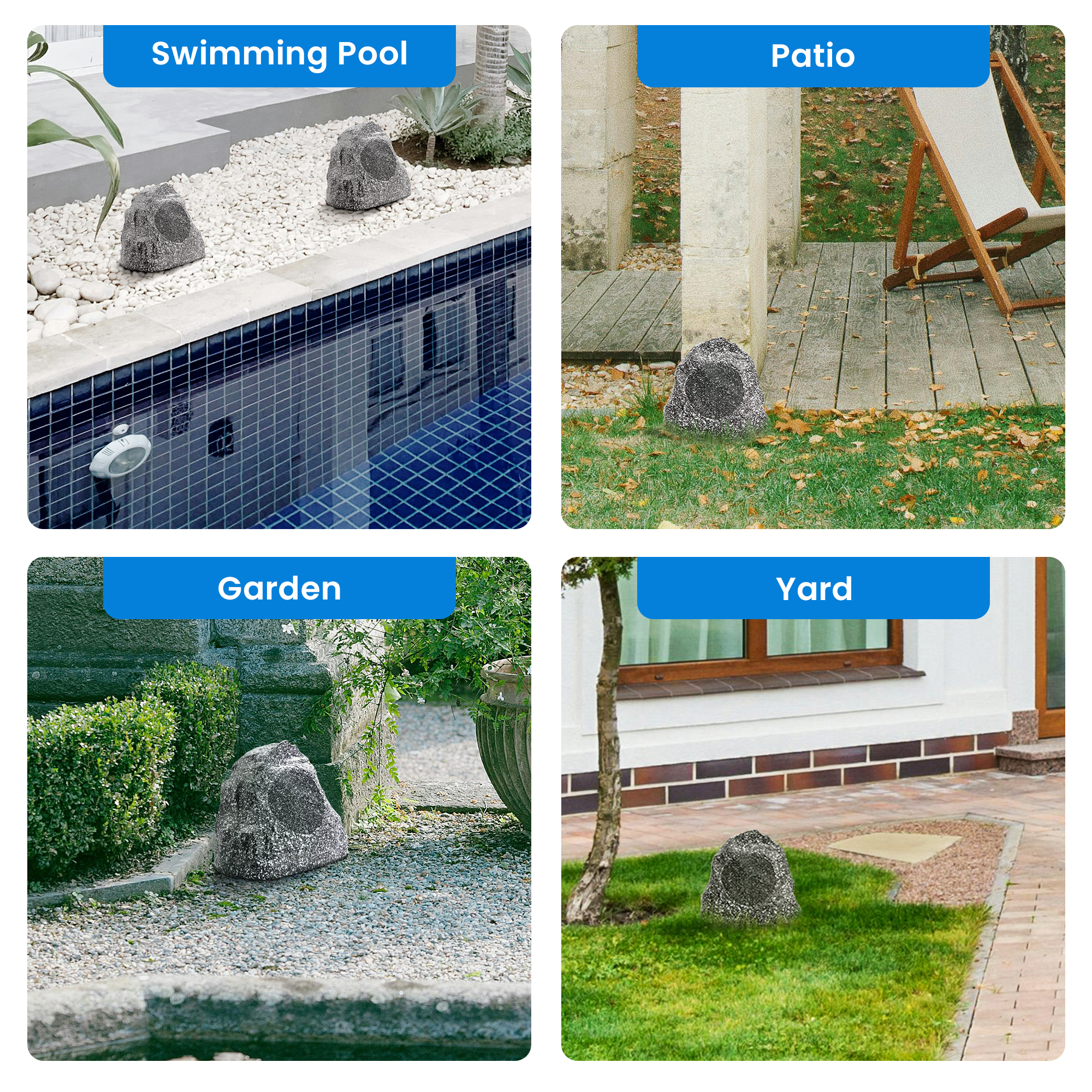 Theater Solutions 2R4G Outdoor Granite Rock 2 Speaker Set for Deck Pool Spa Patio Garden - image 5 of 7
