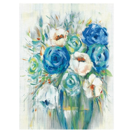 Gallet Bouquet - Masterpiece Art Gallery Cobalt Blue Bouquet by Willowbrook Fine Art Canvas Art Painting Print 30
