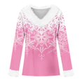 thumbnail image 4 of T-Shirt à Manches Longues pour Femmes en Liquidation T-Shirt en Polyester pour Femmes T-Shirt de Noël pour Femmes avec Imprimé Flocon de Neige Col en Peluche Poignets en Peluche T-Shirt à Manches Longues, 4 of 4