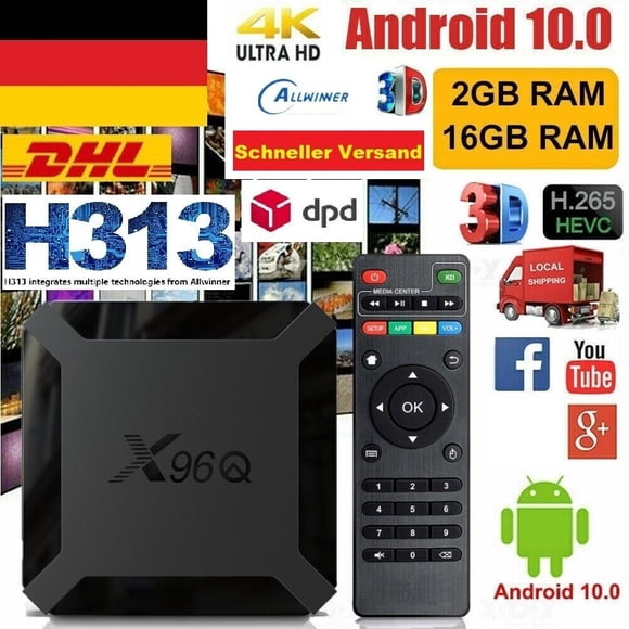 2024 X96Q Android TV Box 10 Smart H313 Allwinner Quad-Core ( Echt 2+16 ) 4K HD O