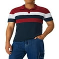 thumbnail image 1 of Hommes T-Shirt à Manches Courtes Slim-Fit Stripe Lapel Tops, 1 of 6