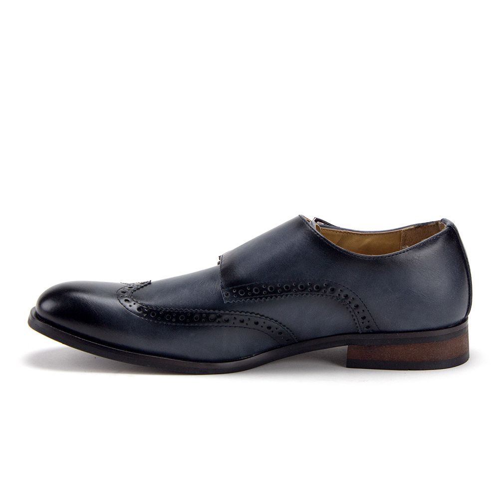 J'aime Aldo Men's C-390 Wing Tip Double Monk Strap Loafers Dress Shoes, Navy, 10 - image 2 of 3
