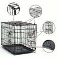 thumbnail image 3 of Dog Crates for Small Size Dogs Indoor Double Door Dog Kennels Houses for Puppy and Cats Collapsible Metal Contour Dog Cages Brown 24.0 L x 18.0 W x 20.0 H, 3 of 7