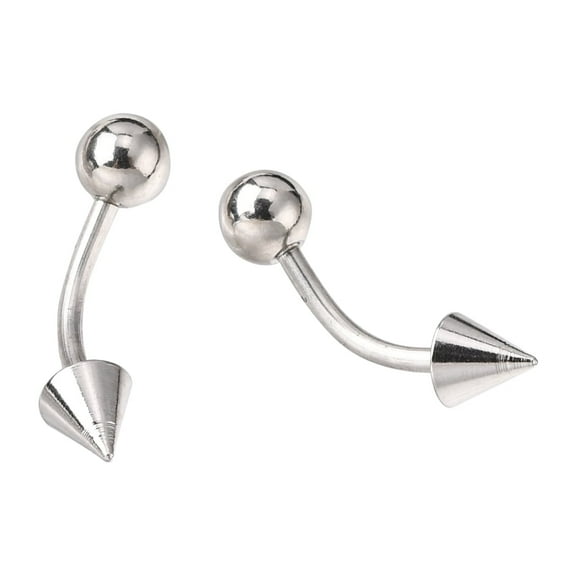 3 board Non-Tarnish 316L Surgical Stainless Steel Eyebrow Ring Curved Barbell with Ball and Pointed Ends Piercing Jewelry Stainless Steel color 16x4x4mm