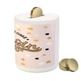 thumbnail image 3 of Unicorn Party Piggy Bank, Hand Drawn Lettering with Pale Pink Dots and Stars Background, Ceramic Coin Bank Money Box for Cash Saving, 3.6" X 3.2", Apricot Pale Pink Black, by Ambesonne, 3 of 4