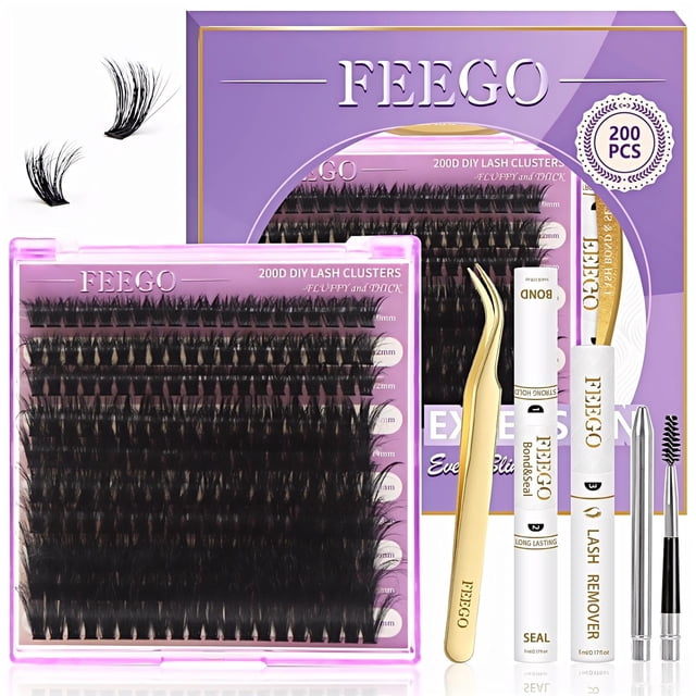 Kit de extensión de pestañas FEEGO 200D Fluffy 10-20 mm D Curl 160 unidades