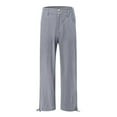 thumbnail image 4 of BXINGOHAI Womens Linen Pants Button High Waisted Wide Leg Pants Casual Elastic Waist Palazzo Pants Outdoor Beach Long Pants With Pockets Gray,XXXL, 4 of 5