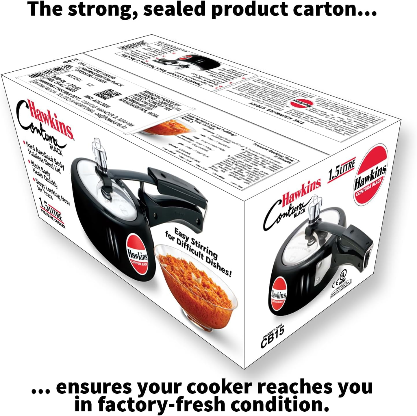 Hawkins Contura Hard Anodized Pressure Cooker, 1.5-Liter