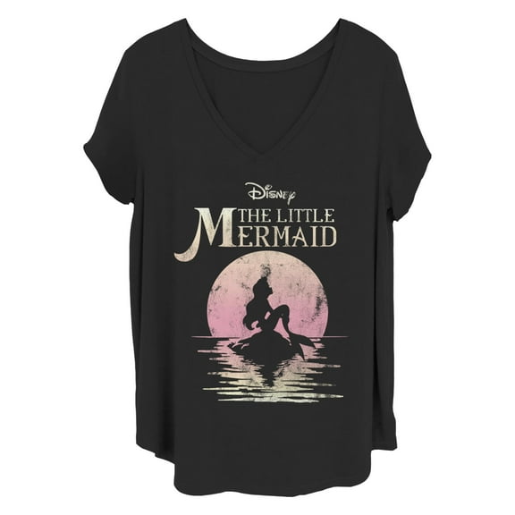 Women's Beauty and the Beast Ariel Sunset Graphic T-Shirt