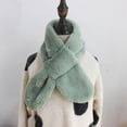 thumbnail image 3 of Eoperou Solid Color Wide Korean Style Kids Scarf Autumn Winter Double-sided Imitation Hare Fur Cross Collar Scarf, 3 of 8