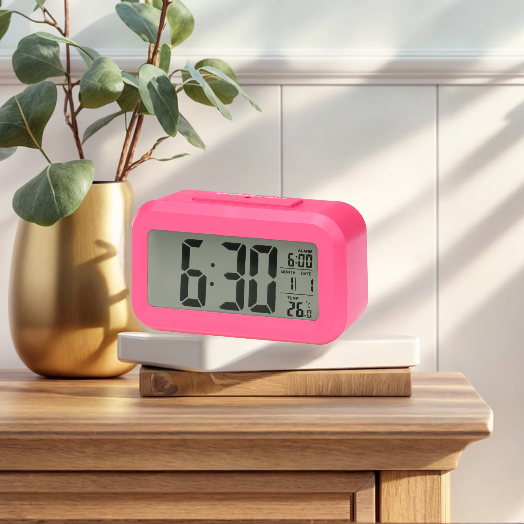Unique Bargains 2 Pcs Small Digital Alarm Clock 5.5 x 2.8 x 1.8 in Red/Blue