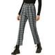 thumbnail image 4 of Pantalones de trabajo de cuadros recortados para mujer INSPIRE CHIC, con botones, talla XL, en blanco y negro, 4 of 6