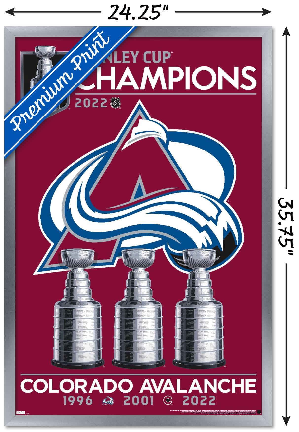 NHL Colorado Avalanche - 2022 Stanley Cup Team Logo Wall Poster, 22.375" x 34" Framed