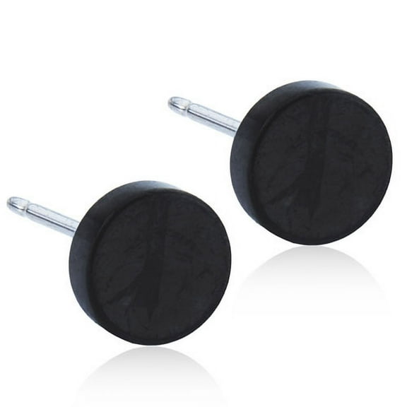 Blomdahl | Hypoallergenic | Black Titanium 8mm Puck Stud Earrings | Best Choice For Sensitive Ears
