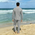 thumbnail image 4 of GrmtClth Mens Everyday Henley Matching Set Stand Collar Long Sleeve Shirt and Drawstring Pants Outdoor Leisure Outfit Dark Gray 2XL, 4 of 6