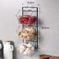 thumbnail image 2 of Contenedor de y Jengibre Montado en la Pared con 3 Compartimentos, Caja de Almacenamiento para Encimera de Cebolla y Patatas con Rejilla de Metal, Longitud 40cm, 2 of 5