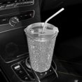 thumbnail image 2 of Bling Car Home Encrusted Beverage Cup Simple Fashion Rhinestones Encrusted Stainless Steel Straw Coffee Cup Straight Slim 550ml, 2 of 13