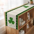 thumbnail image 6 of Table Runners 90 Inches Long Dress Scarves, St. Patrick's Day Farmhouse Coffee/Dining/Kitchen Table Runner for Living Room, Green Shamrock Leaves Love Plaid Beige 13x90 Inch, 6 of 9
