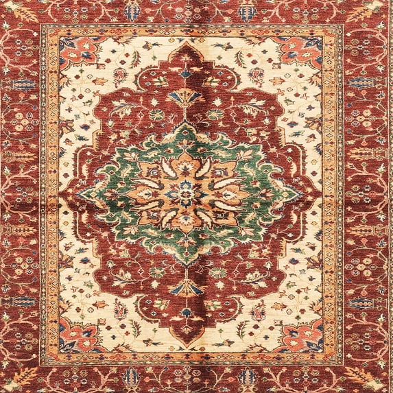 Ahgly Company Indoor Square Abstract Yellow Persian Area Rugs, 8' Square