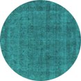 thumbnail image 1 of Ahgly Company Machine Washable Indoor Round Oriental Turquoise Blue Industrial Area Rugs, 6' Round, 1 of 4